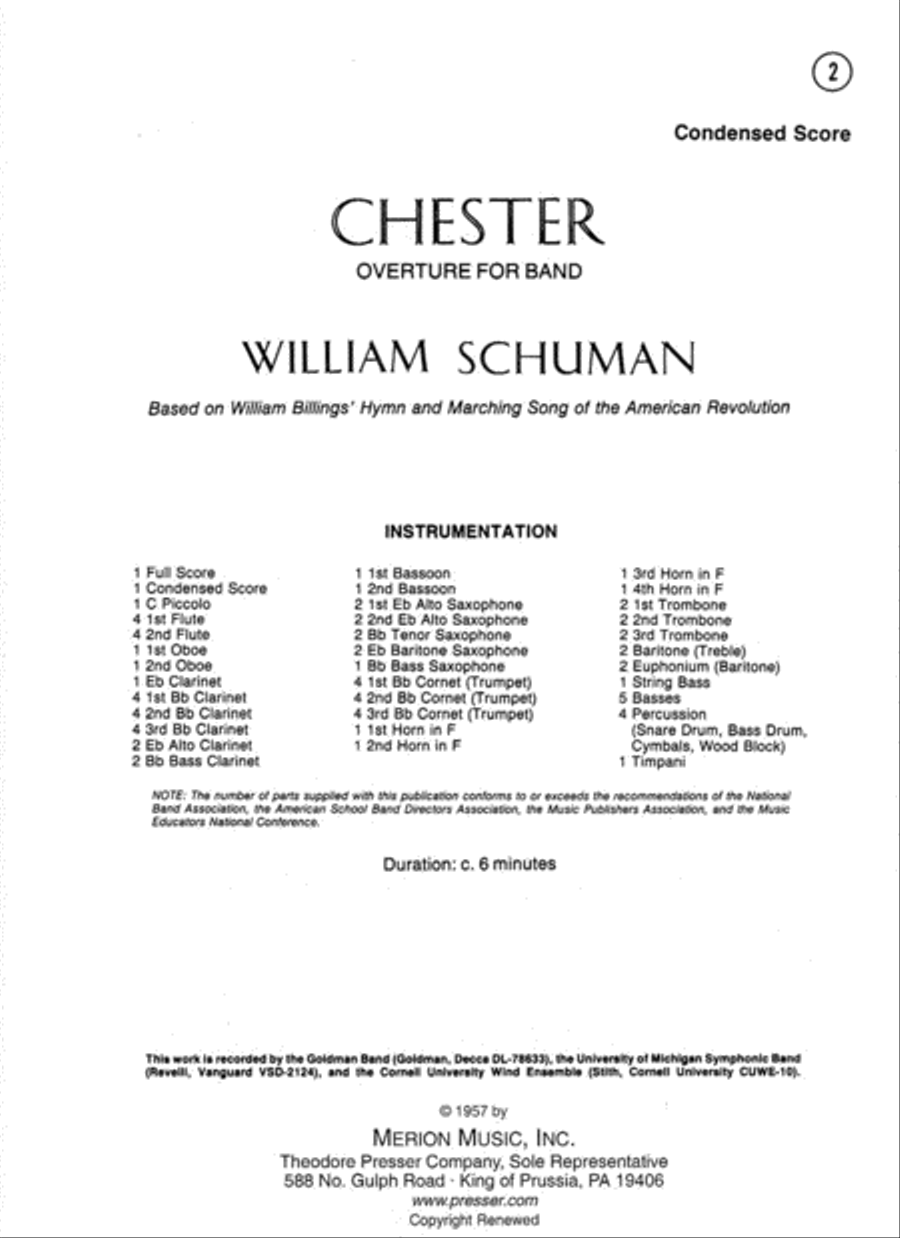 Chester Overture for Band Concert Band scores gallery preview page 1