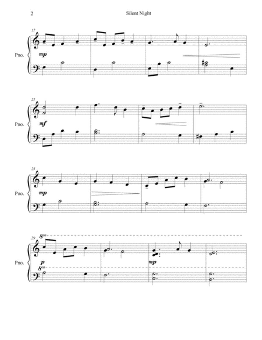 Silent Night for early intermediate pianist Piano Solo scores gallery preview page 2