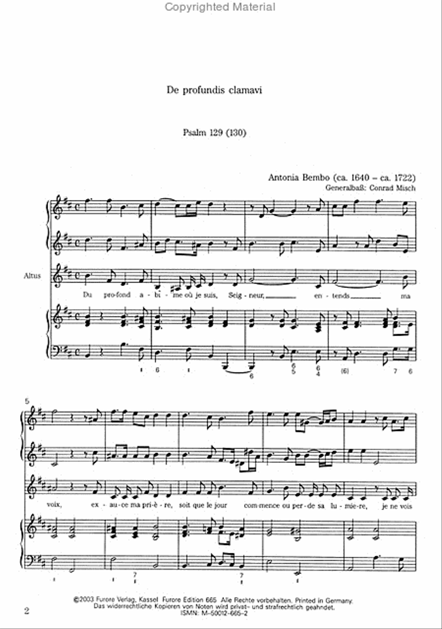 Les sept Psaumes de David Vol. 6 Psalm CXXIX: De profundis clamavi (Altus) Voice scores gallery preview page 2