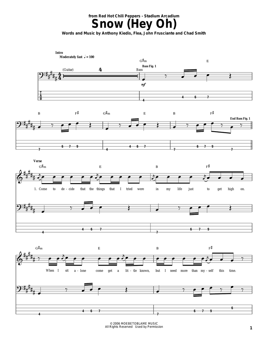 Snow (Hey Oh) Acoustic Guitar scores gallery preview page 1