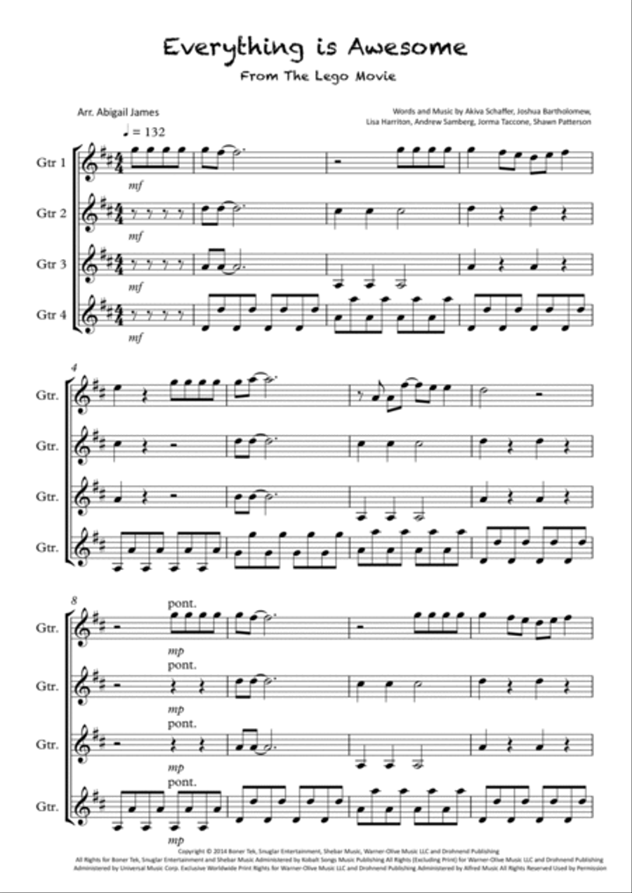 Everything Is Awesome (awesome Remixx!!!) Guitar Ensemble scores gallery preview page 2