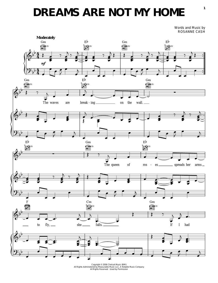 Dreams Are Not My Home Piano, Vocal, Guitar scores gallery preview page 1