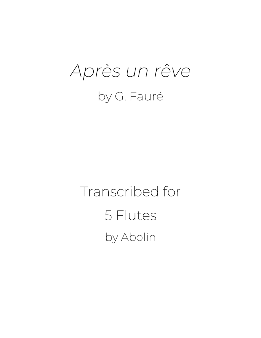 Book cover for Fauré: Après un rêve - Flute Choir (Flute Quintet)