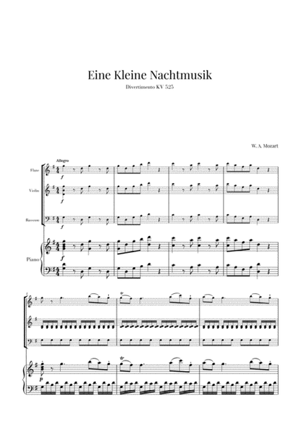 Eine Kleine Nachtmusik for Flute, Violin, Bassoon and Piano image number null