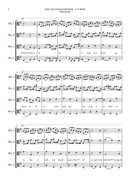 Jesu, Joy of Man’s Desiring for Viola Quartet by Bach BWV 147 image number null
