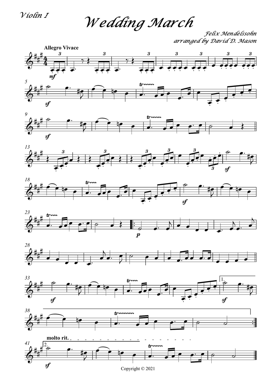 Wedding March by Mendelssohn String Orchestra scores gallery preview page 6