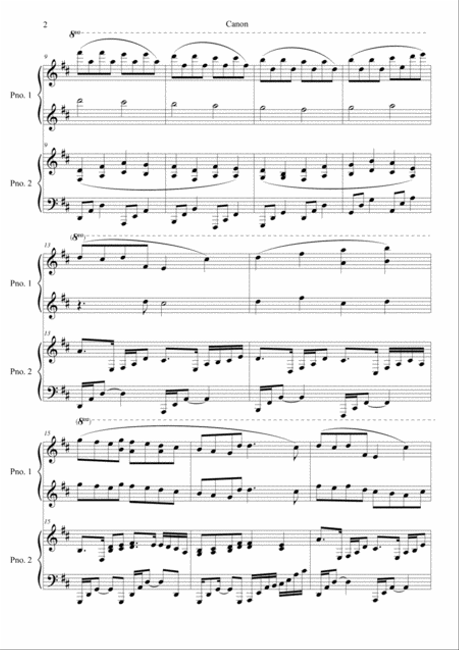 Canon in D (Hard Version) Piano Duet scores gallery preview page 2