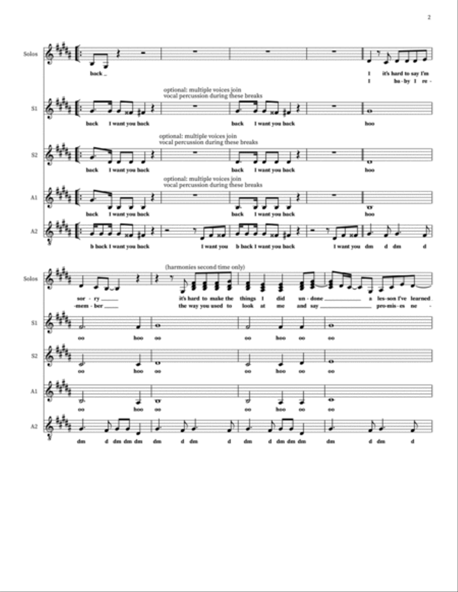 I Want You Back 4-Part scores gallery preview page 2