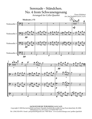 Book cover for Schubert's Serenade for Cello Quartet