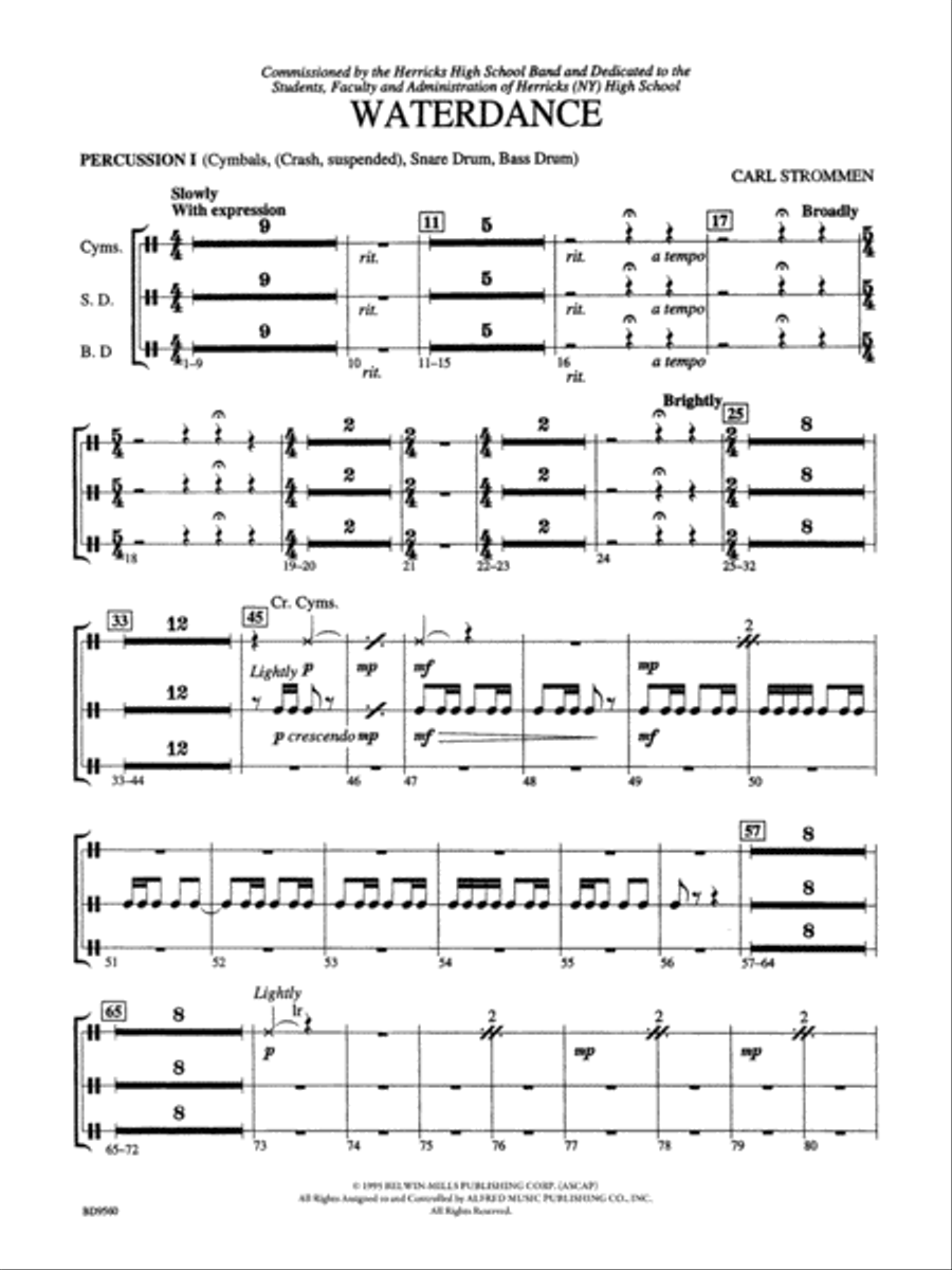 Waterdance: 1st Percussion Concert Band scores gallery preview page 1