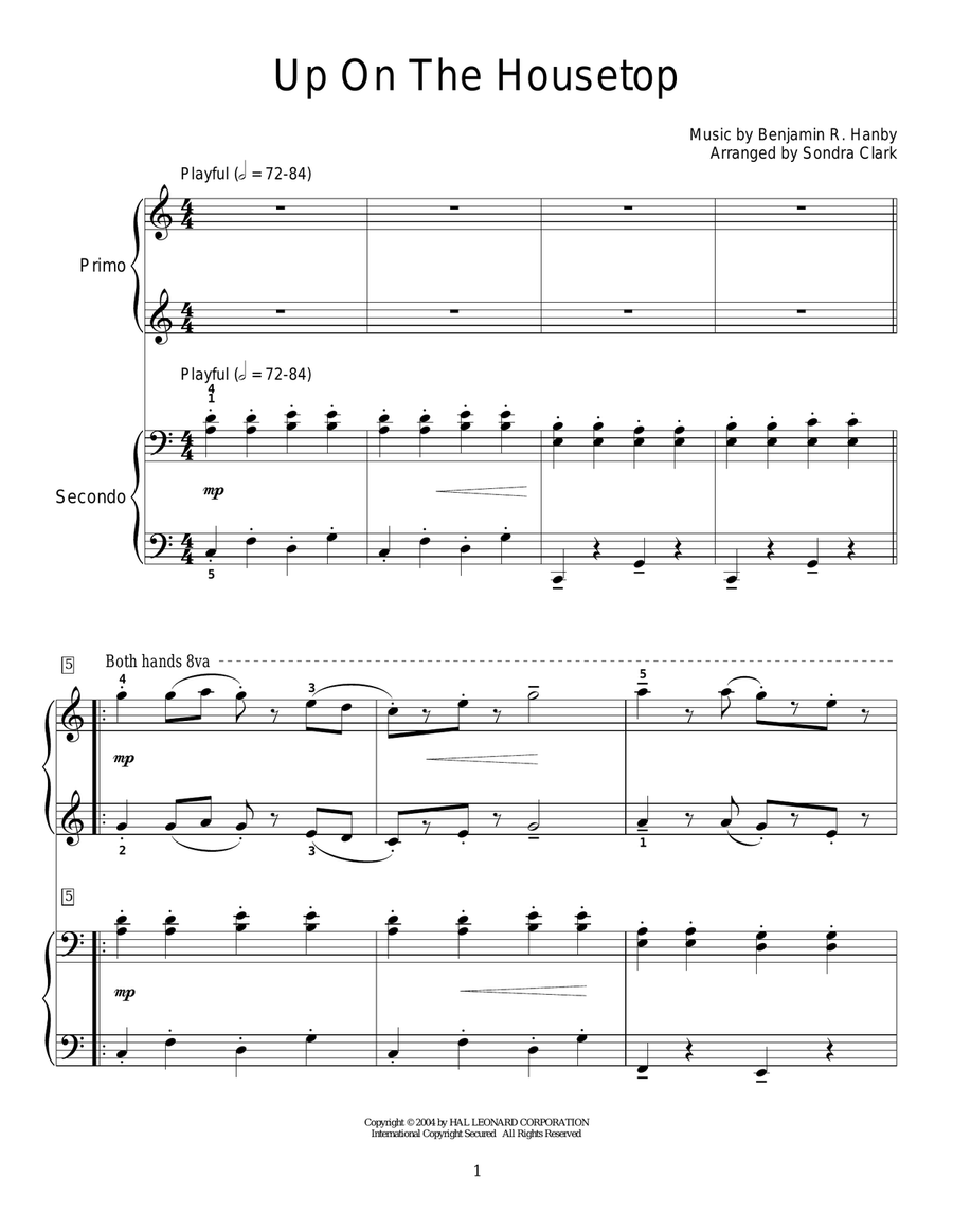 Up On The Housetop Piano Duet scores gallery preview page 1