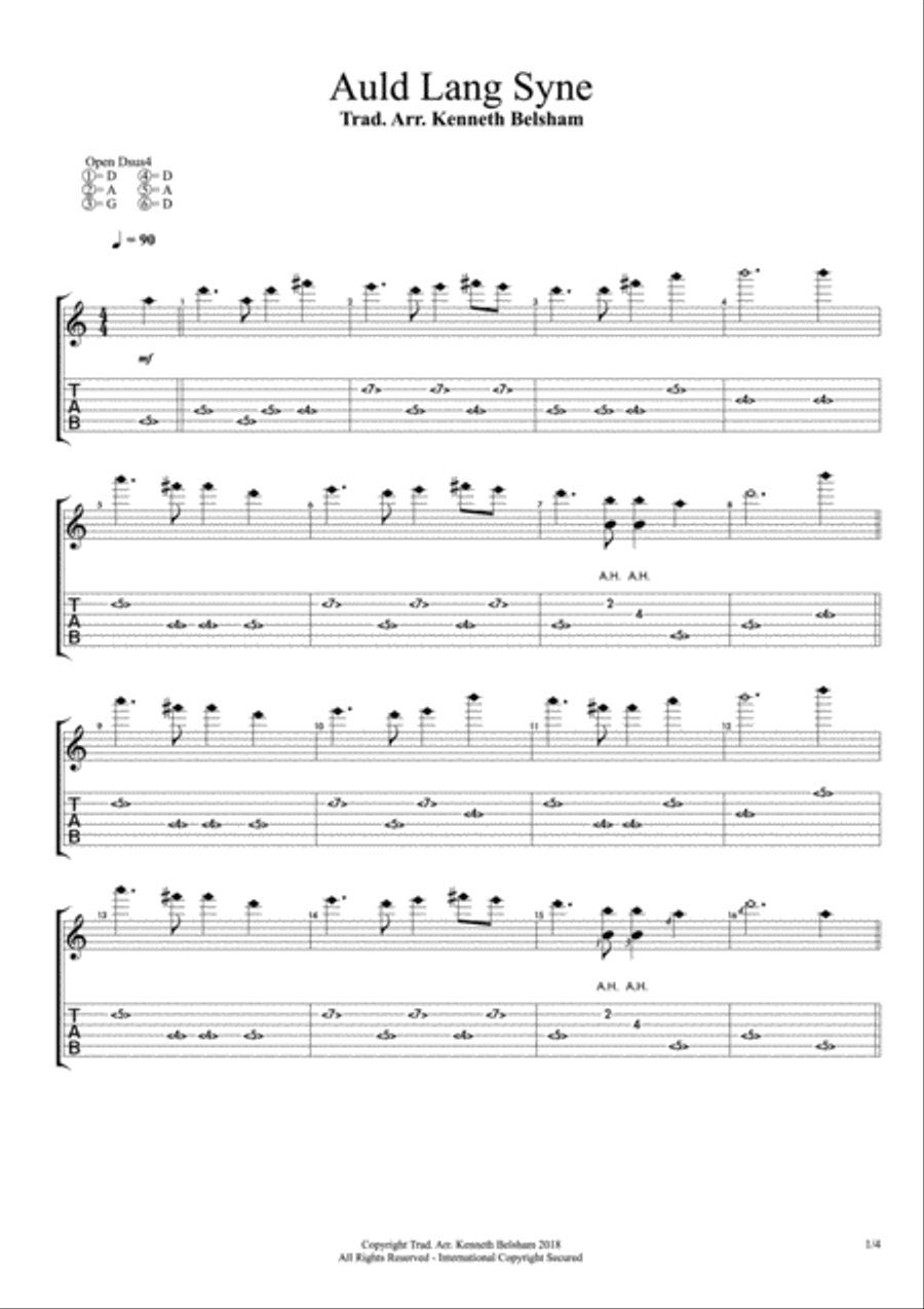 Auld Lang Syne - DADGAD Guitar Acoustic Guitar scores gallery preview page 2
