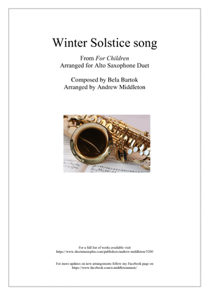 Winter Solstice Song arranged for Clarinet Duet