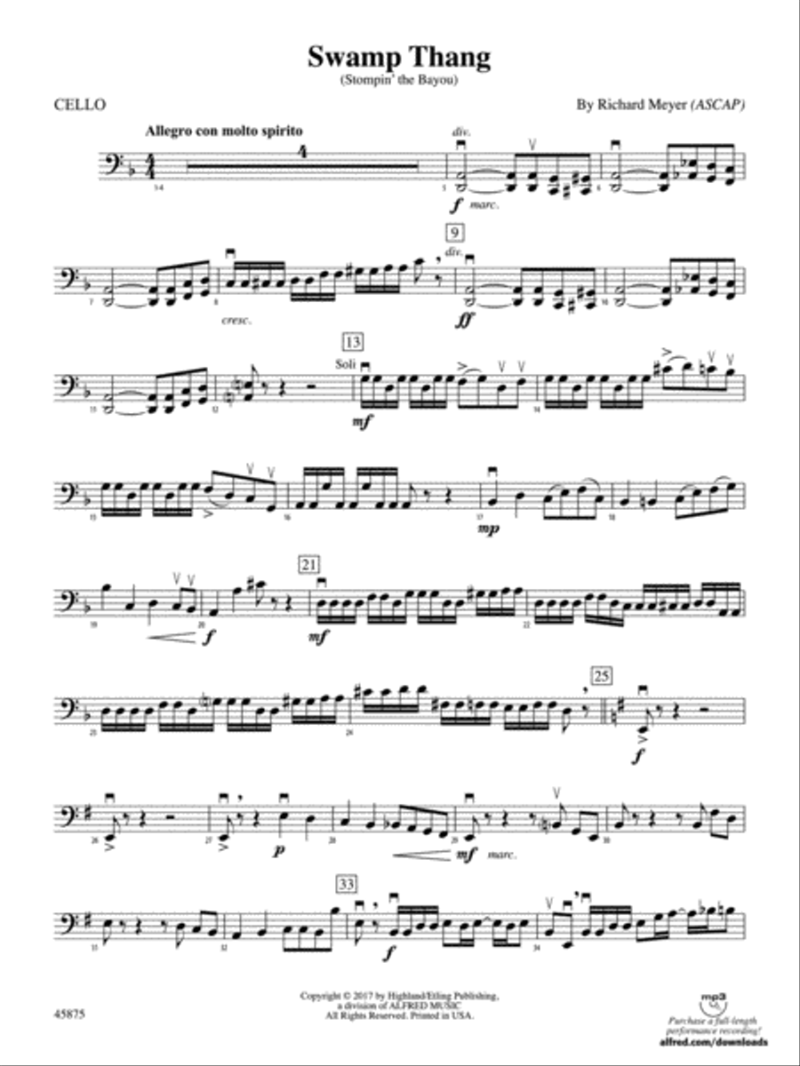 Swamp Thang: Cello String Orchestra scores gallery preview page 1