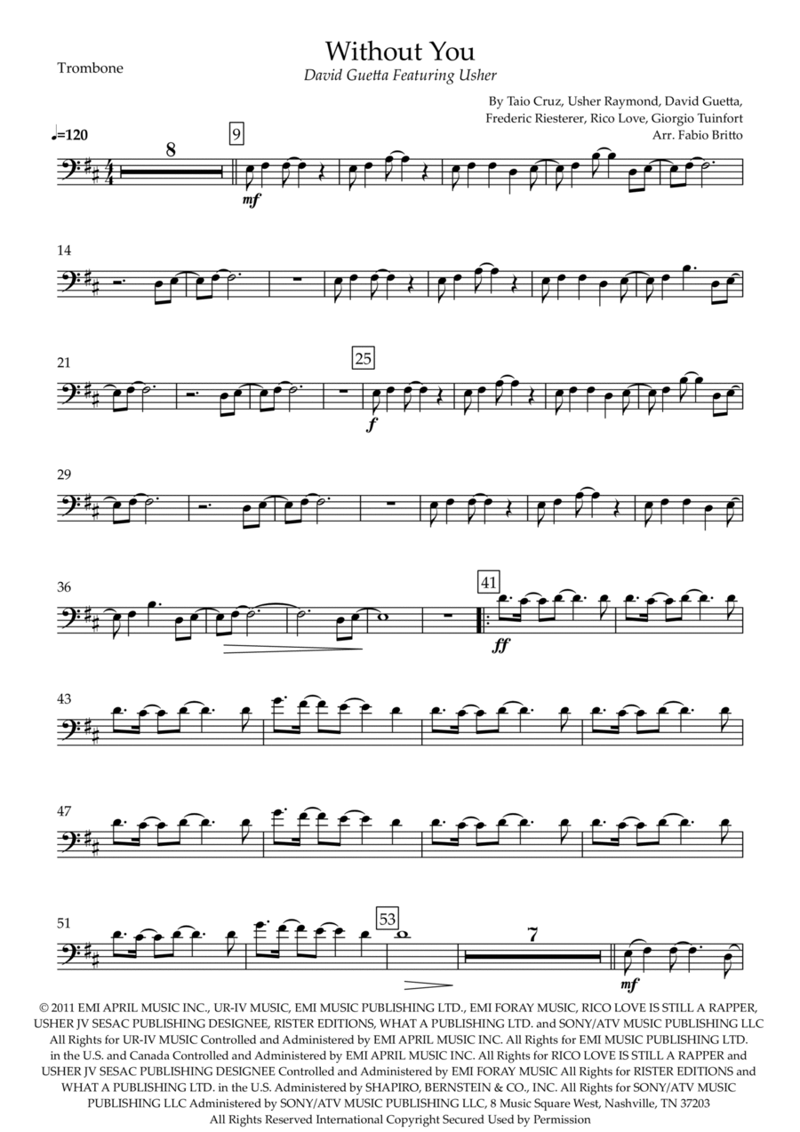 Without You Trombone Solo scores gallery preview page 1
