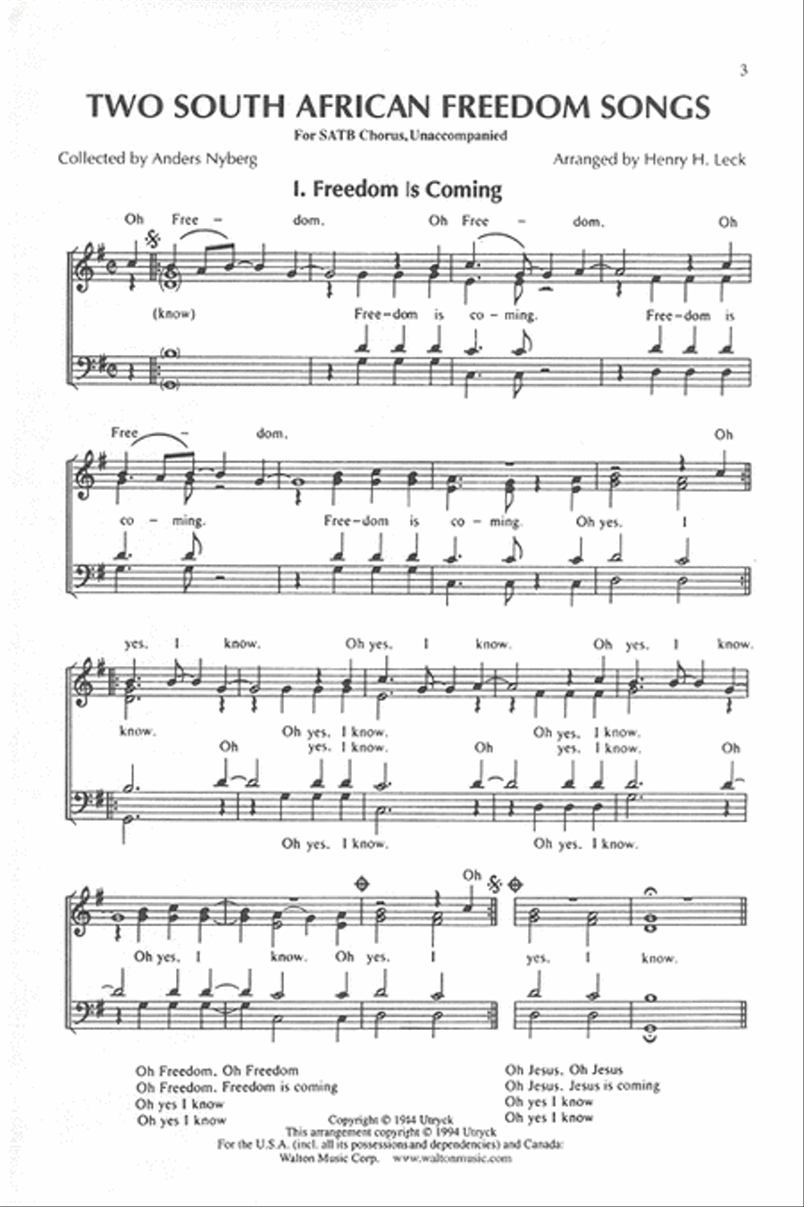 Two South African Freedom Songs 4-Part scores gallery preview page 2