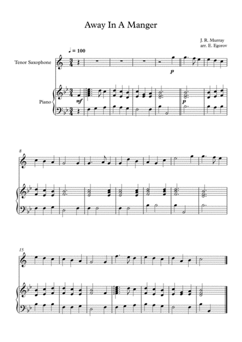 Away In A Manger, James Ramsey Murray, For Tenor Saxophone & Piano image number null