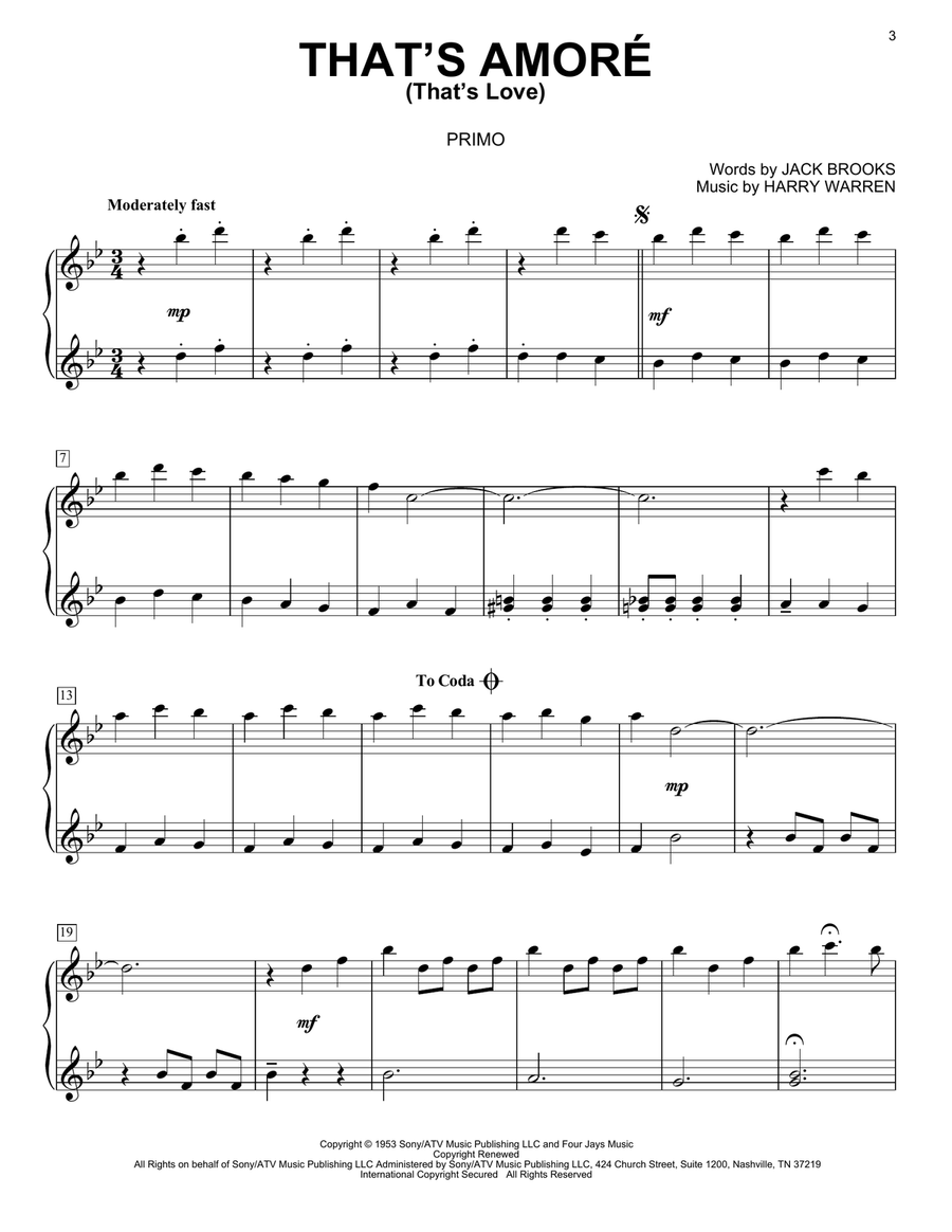 That's Amore (That's Love) Piano Duet scores gallery preview page 2