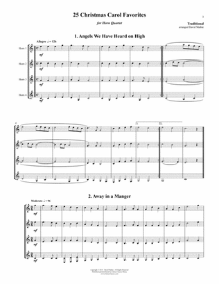 Book cover for 25 Traditional Carol Favorites for Horn Quartet