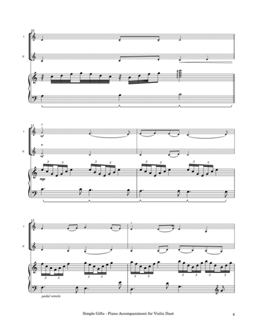 Simple Gifts - Violin Duet with Piano Accompaniment image number null