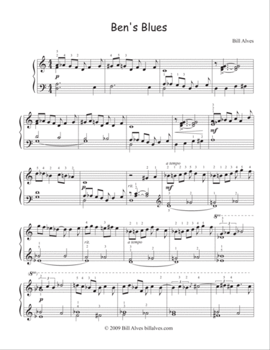 Ben's Blues Piano Solo scores gallery preview page 1