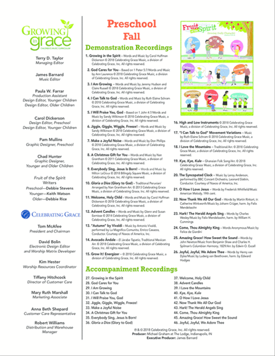 Fruit of the Spirit: Preschool - Fall Unison Choir scores gallery preview page 3