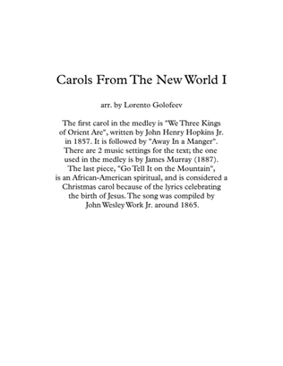 Book cover for Carols from The New World I (a medley of 3 US Christmas carols) for string quartet