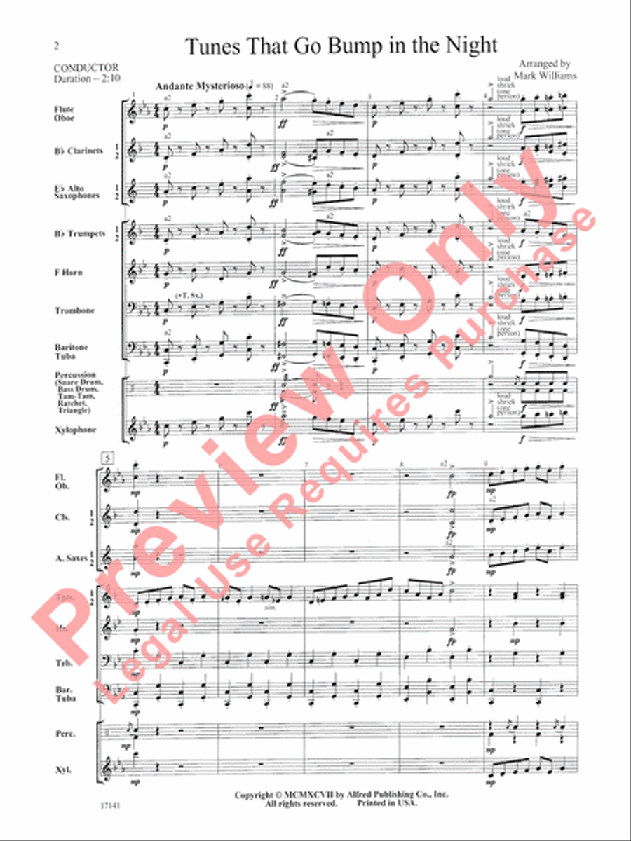 Tunes That Go Bump in the Night Concert Band scores gallery preview page 3