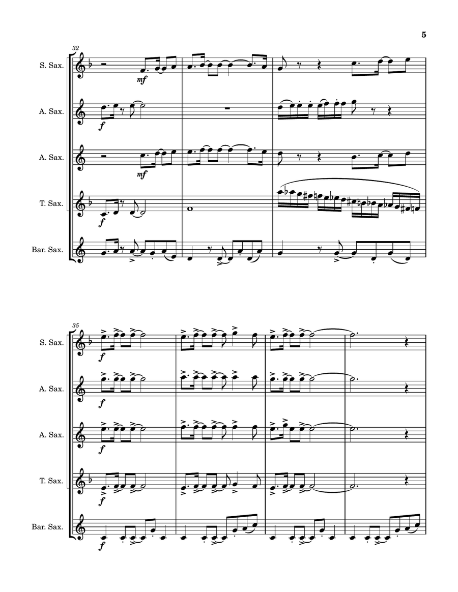 Dancing Queen Saxophone Quintet scores gallery preview page 6