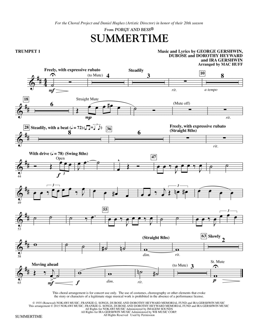 Summertime - Trumpet 1 Summertime - Trumpet 1 Choir scores gallery preview page 1