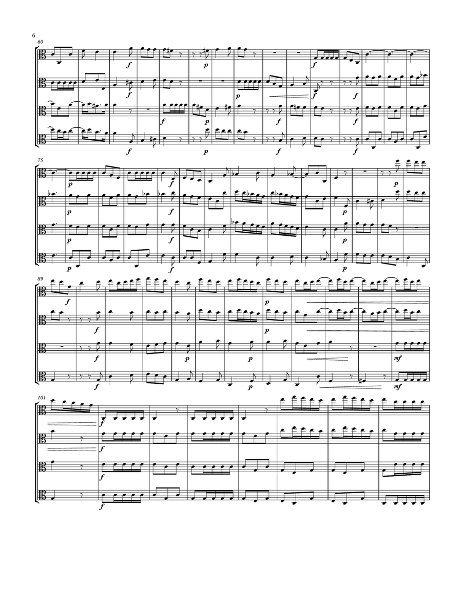 Concerto No. 1 in C Major for Four Violas Unaccompanied, TWV40:201 String Quartet scores gallery preview page 6