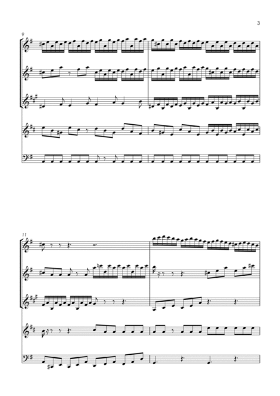 Brandenburg Concerto No.3, 2nd & 3rd movements - wind quintet Woodwind Quintet scores gallery preview page 5