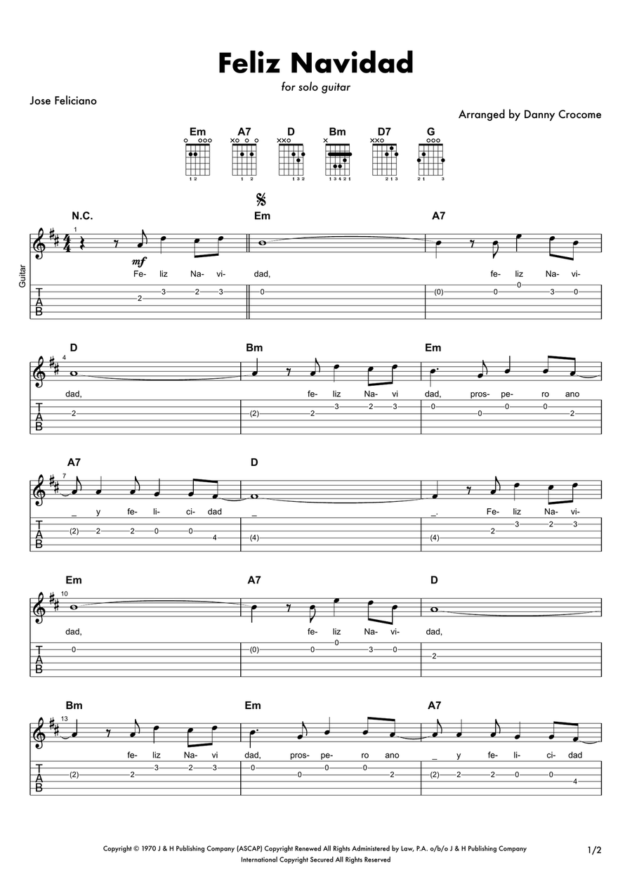 Feliz Navidad Acoustic Guitar scores gallery preview page 1