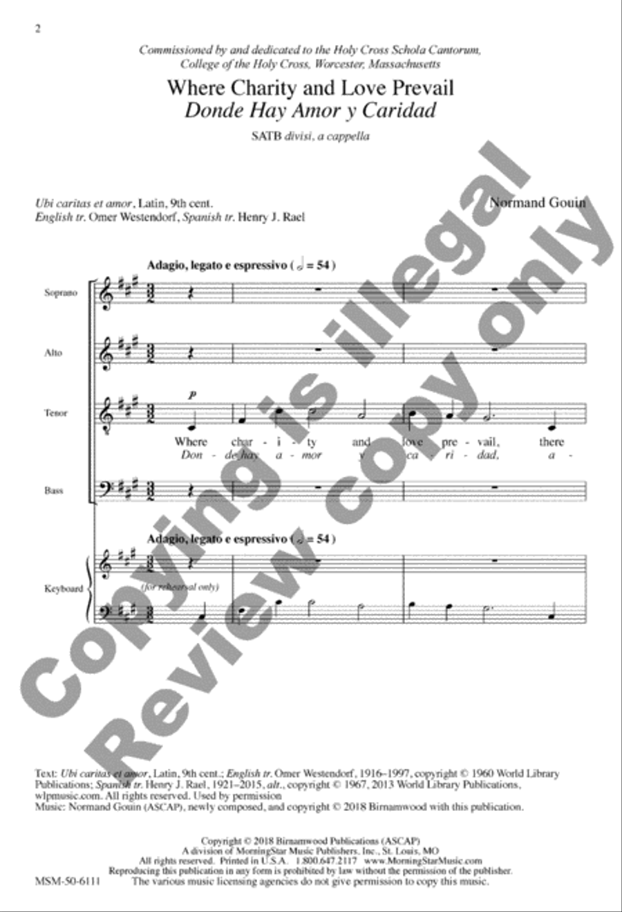 Where Charity and Love Prevail/Donde Hay Amor y Caridad Divisi scores gallery preview page 2