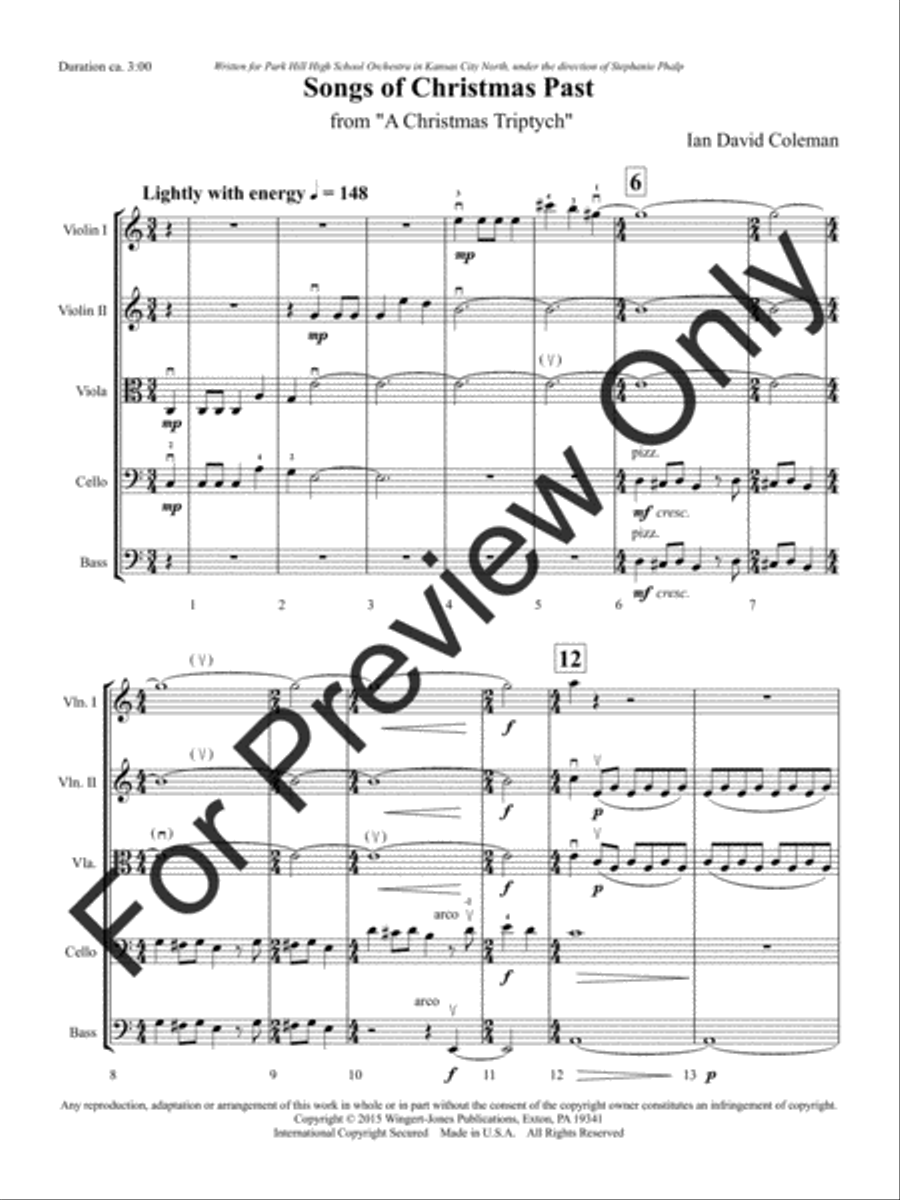 Songs of Christmas Past String Orchestra scores gallery preview page 4