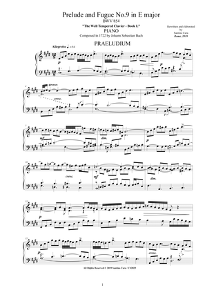 Book cover for Bach - Prelude and Fugue No.9 in E major BWV 854 for Piano