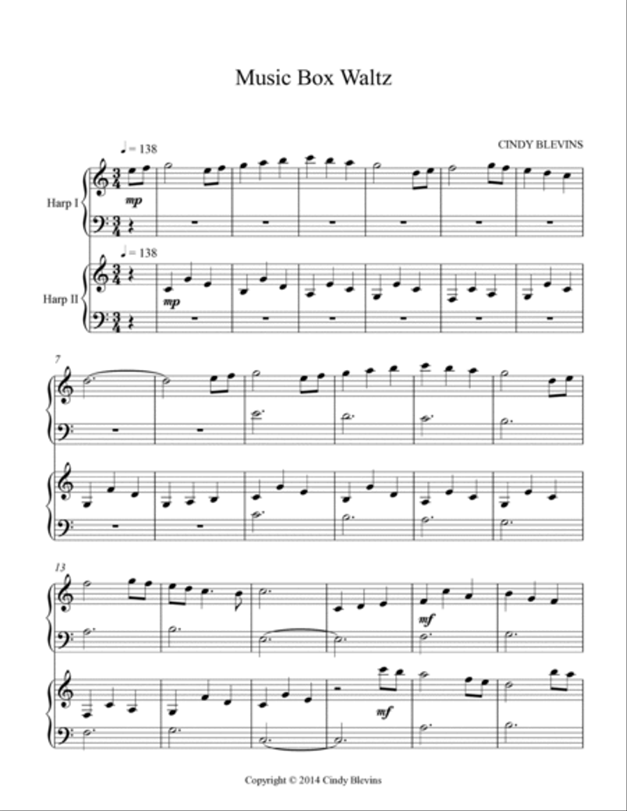 Music Box Waltz, Lap Harp Duet Lap Harp scores gallery preview page 2