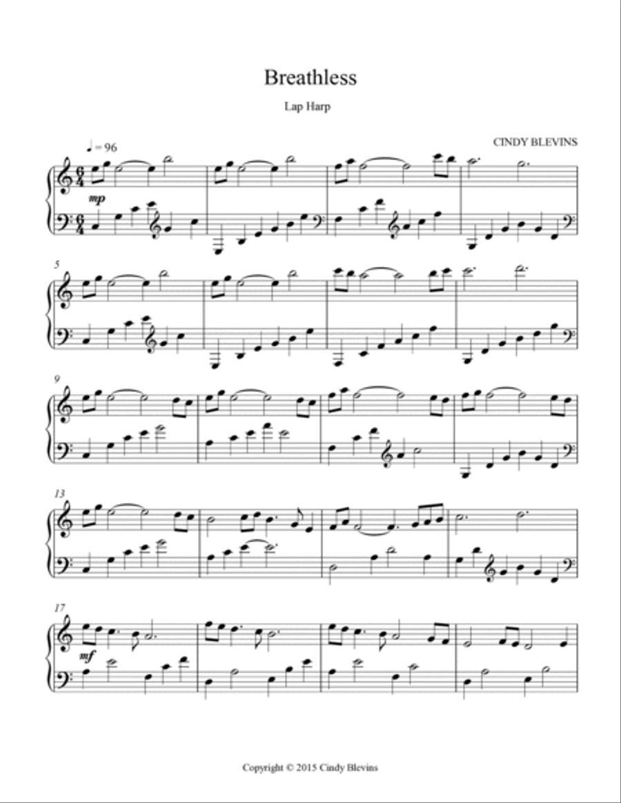 Breathless, original solo for Lap Harp Lap Harp scores gallery preview page 2