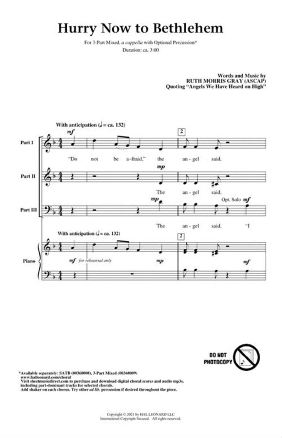 Hurry Now to Bethlehem 3-Part scores gallery preview page 3