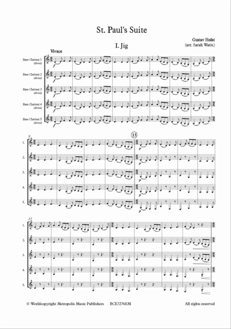 St. Paul's Suite for Bass Clarinet Ensemble Bass Clarinet scores gallery preview page 2