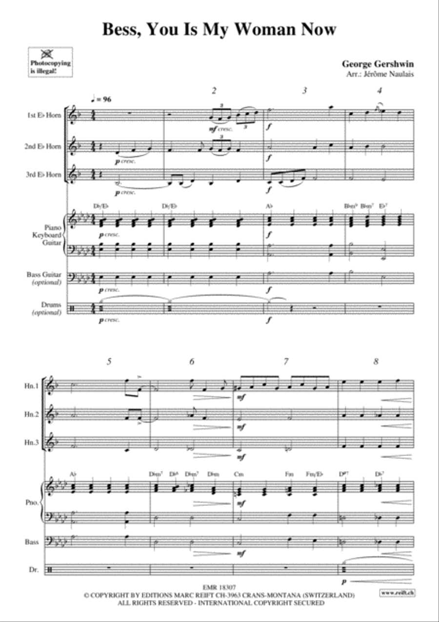 Bess, You Is My Woman Now Horn scores gallery preview page 3