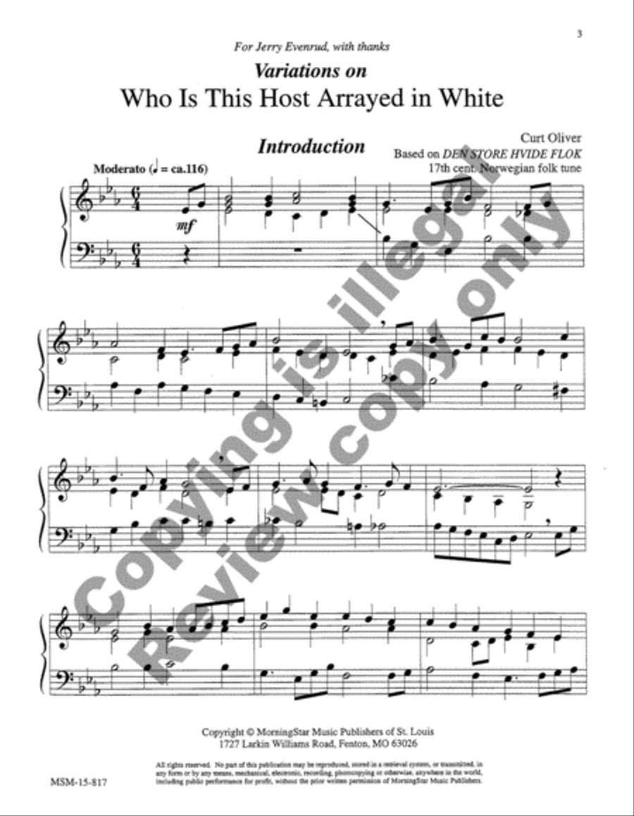 Variations on Who Is This Host Arrayed in White Piano Solo scores gallery preview page 3