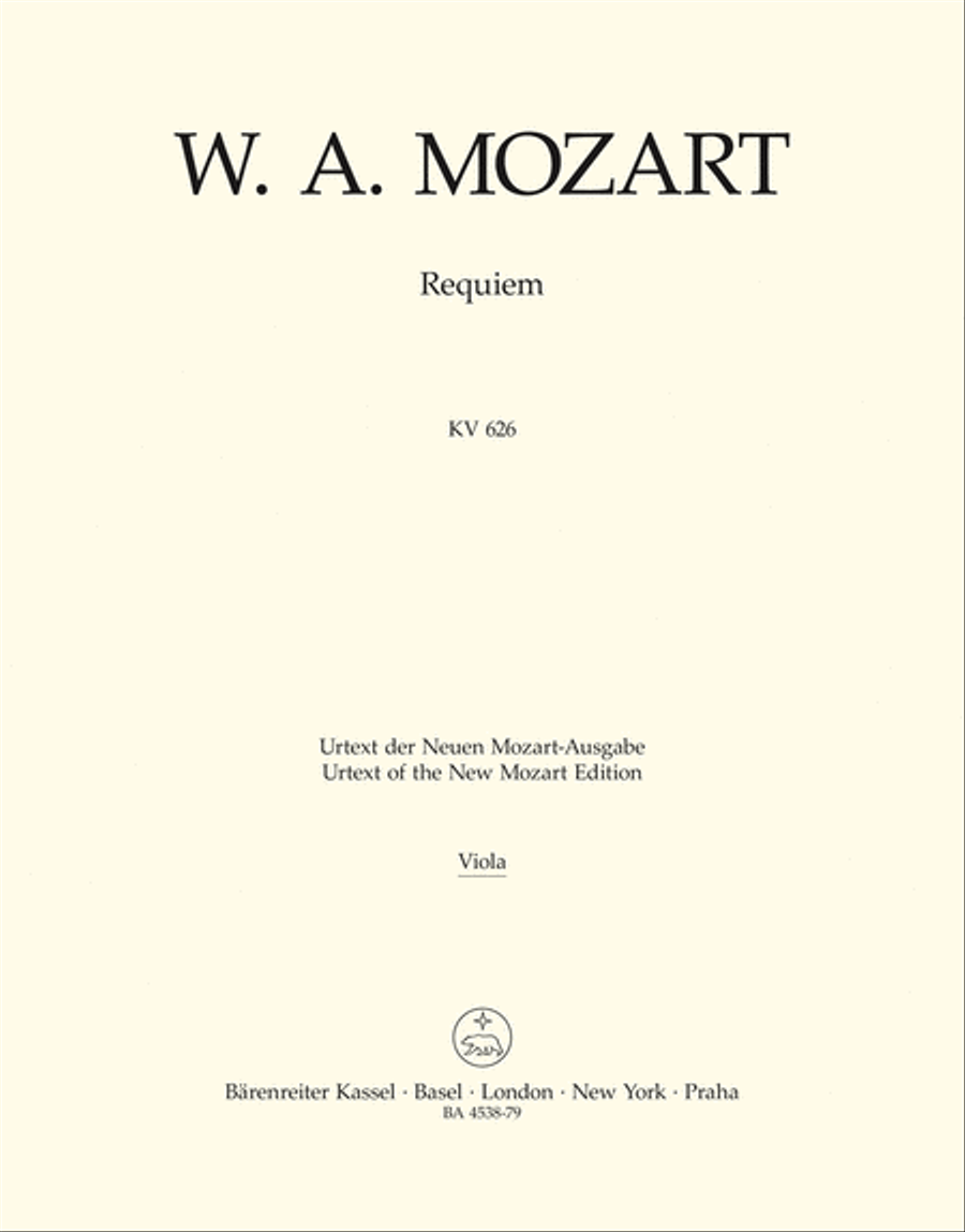 Requiem KV 626 by Wolfgang Amadeus Mozart Viola - Sheet Music