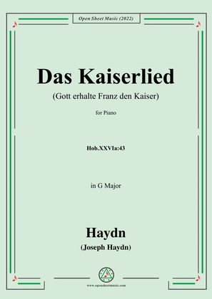 Book cover for Haydn-Das Kaiserlied(Gott erhalte Franz den Kaiser),Hob.XXVIa:43,in G Major,for Piano