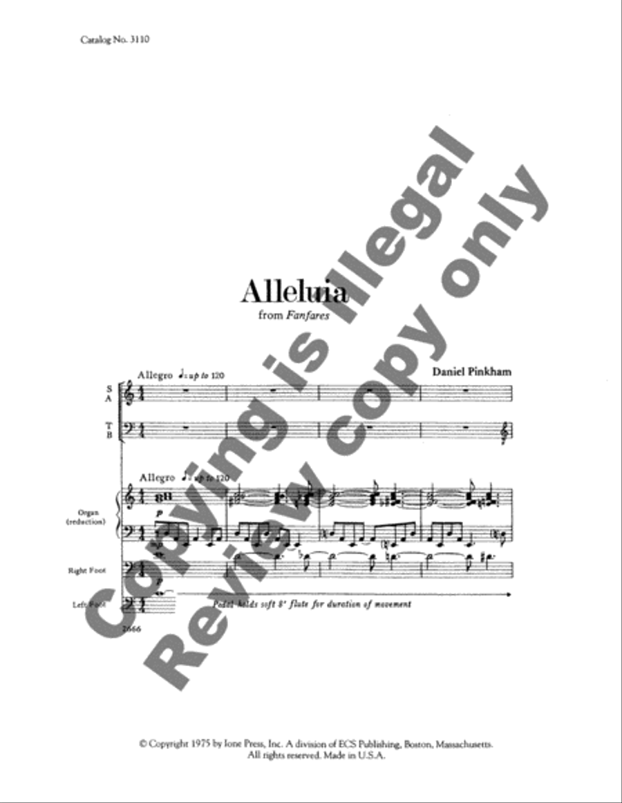 Fanfares: No. 3. Alleluia 4-Part scores gallery preview page 3