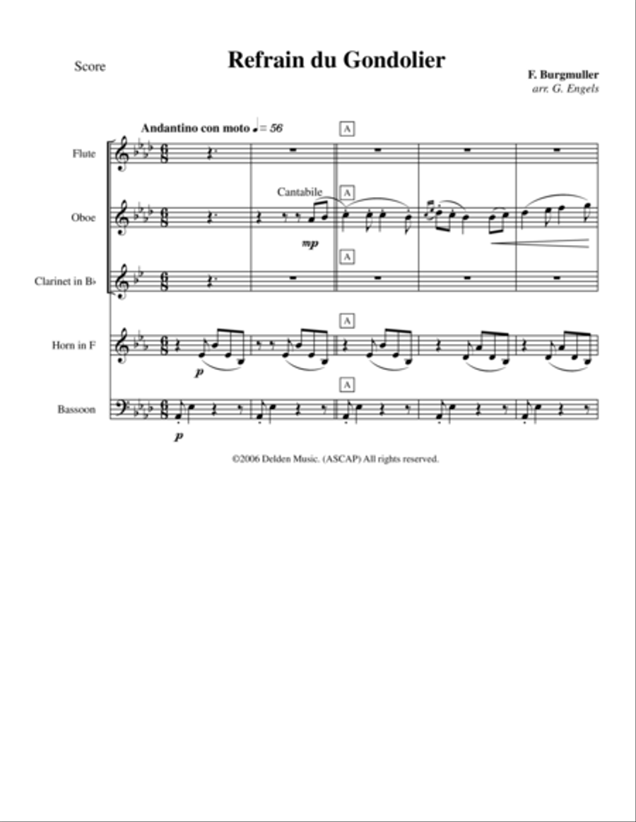 Refrain du Gondolier Refrain du Gondolier Woodwind Quintet scores gallery preview page 1
