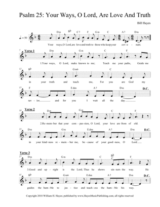 Psalm 25:Your Ways,O Lord, are Love and Truth (leadsheet)