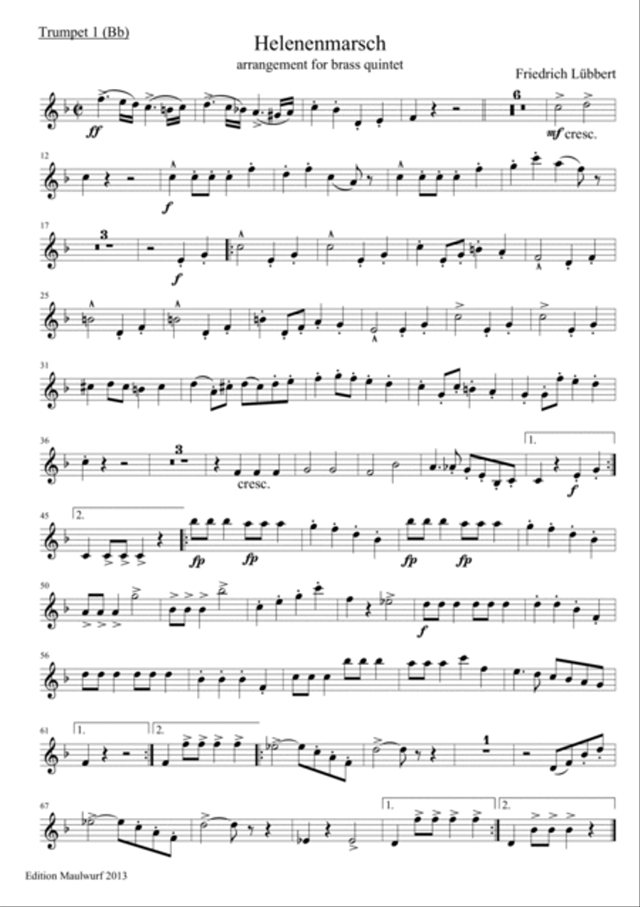 Helenenmarsch Brass Quintet scores gallery preview page 5