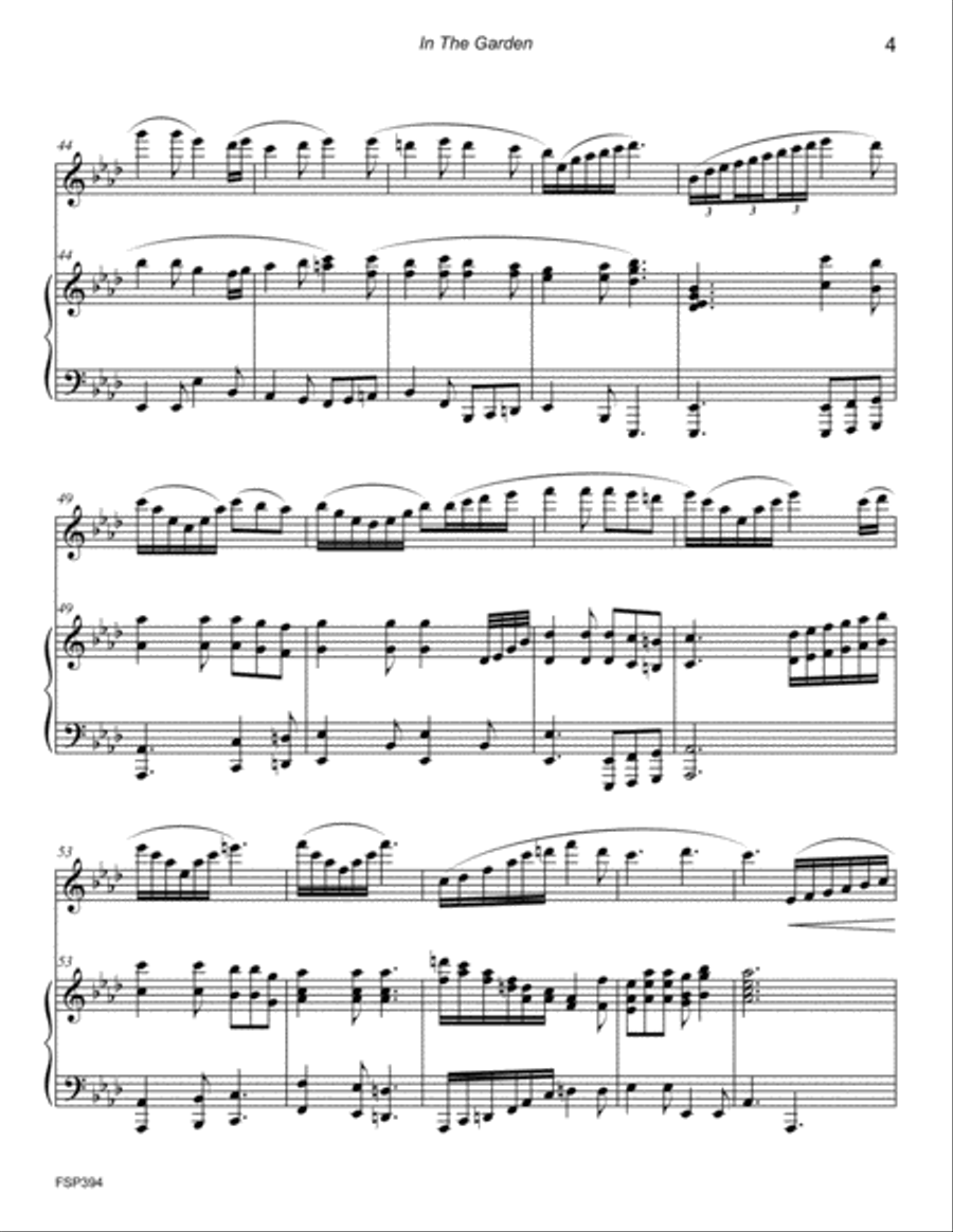IN THE GARDEN - FLUTE SOLO with Piano Accompaniment Flute Solo scores gallery preview page 4