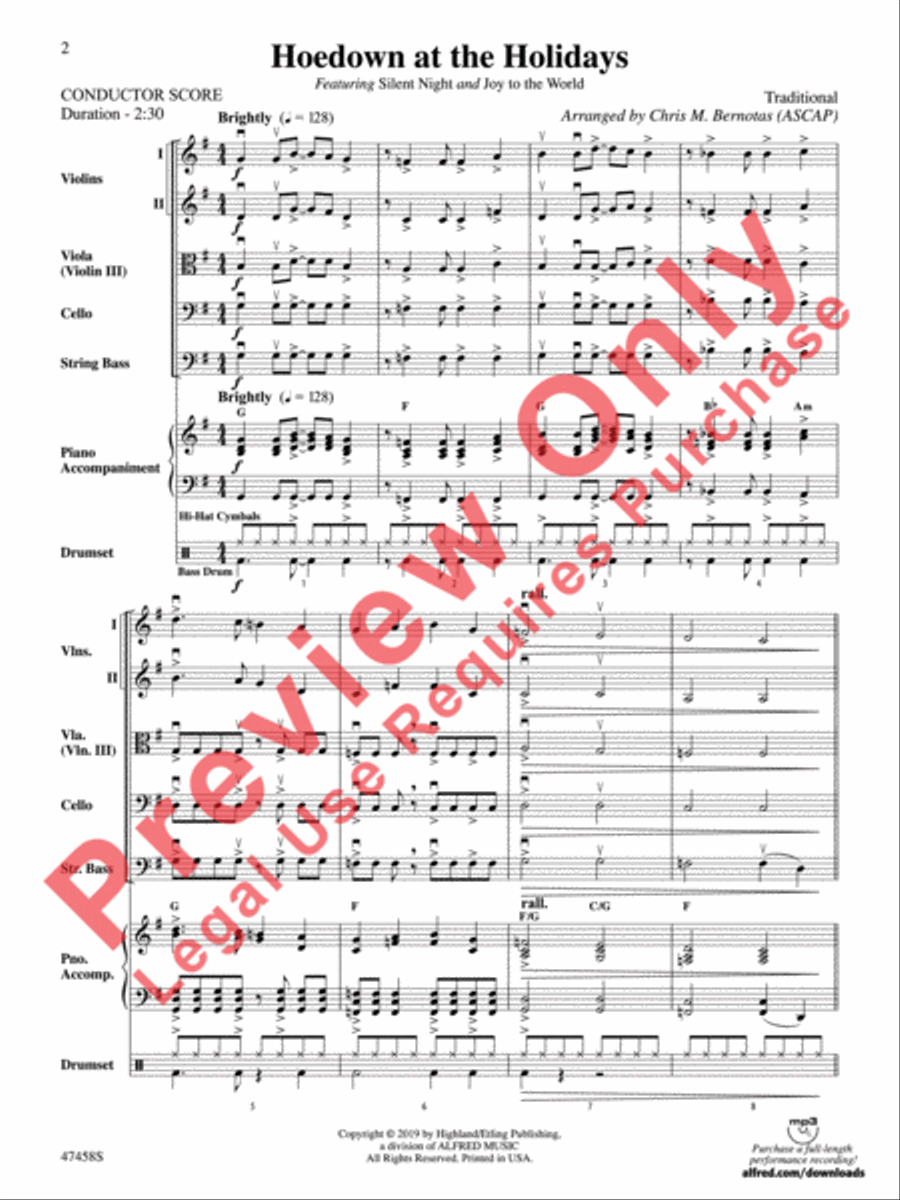 Hoedown at the Holidays String Orchestra scores gallery preview page 3